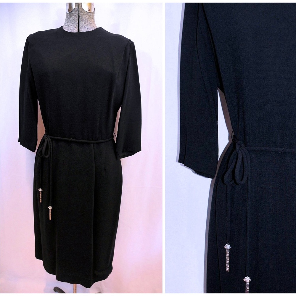 VTG Black Crepe Day/Evening Dress MED/LG Lined
